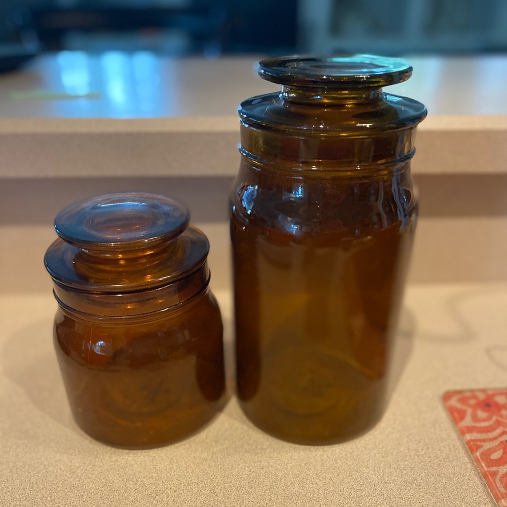 Hearth and Hand amber glass jar set